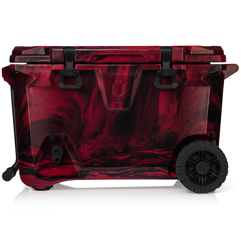 Br Tank 55-Quart Rolling Cooler | Red & Black Swirl - Versatile Ice-Ready