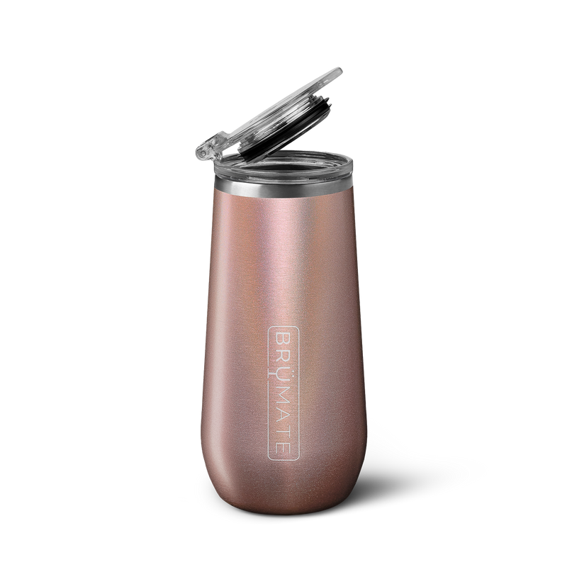 Champagne Flute | Glitter Rose Gold | 12oz - Essential Sip